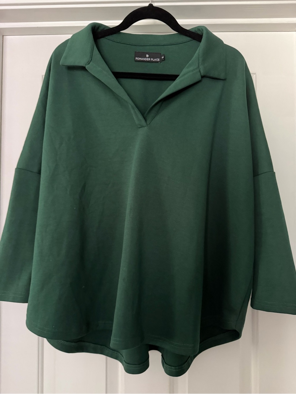 Pomander Place Deep Green Relaxed Collar Pullover